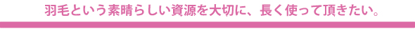 羽毛という素晴しい資源を大切に 羽毛布団を長く使っていただきたい